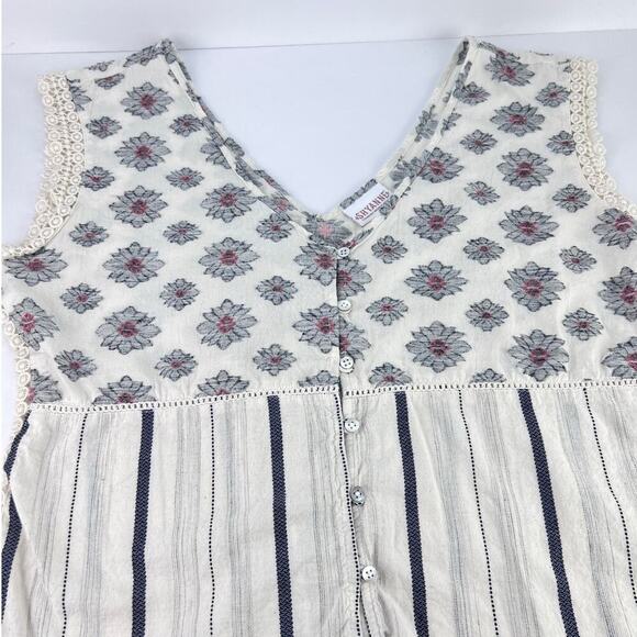 Shyanne Western Tank Top Button Down Lace Embroidered Floral Stripe Large - Picture 4 of 10